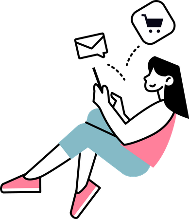 Femme envoyant un message commercial  Illustration
