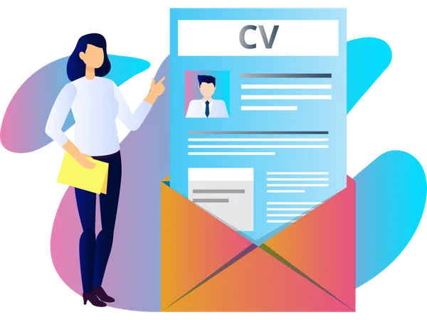 Femme Envoyez votre CV  Illustration