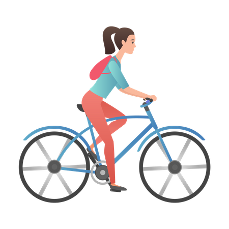 Femme, équitation, cycle  Illustration