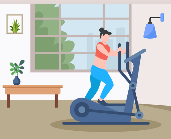 Femme faisant du vélo de gym  Illustration