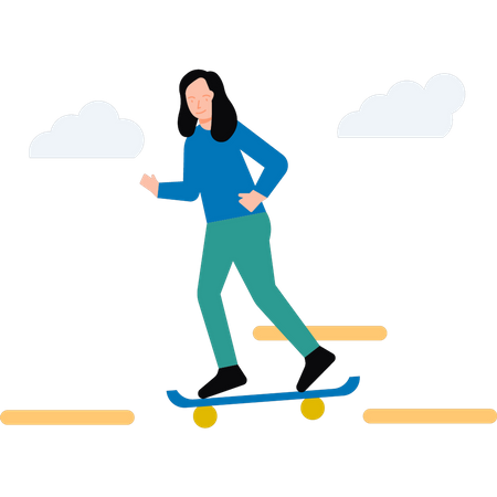 Femme faisant du skateboard  Illustration