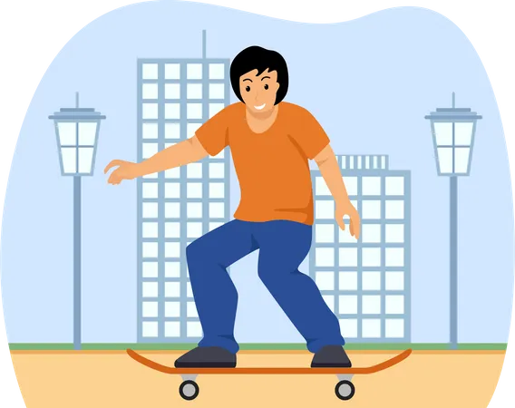 Femme faisant du skateboard  Illustration