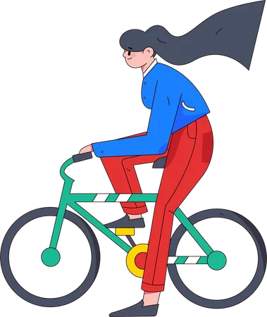 Femme faisant du vélo  Illustration