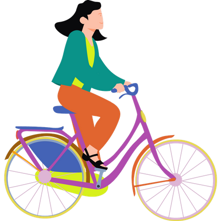 Femme faisant du vélo  Illustration