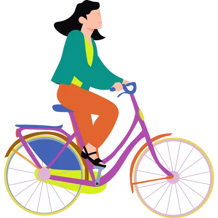 Femme faisant du vélo  Illustration