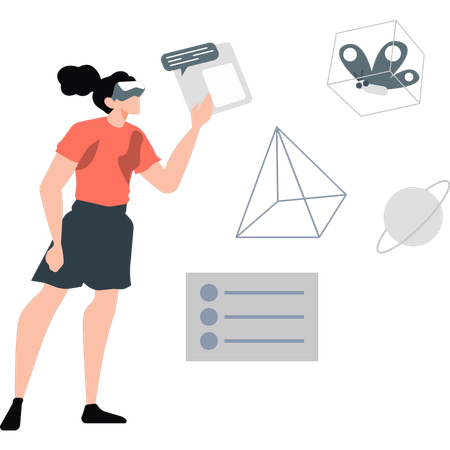 Une femme est une analyse virtuelle utilisant la réalité virtuelle  Illustration