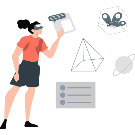 Une femme est une analyse virtuelle utilisant la réalité virtuelle  Illustration