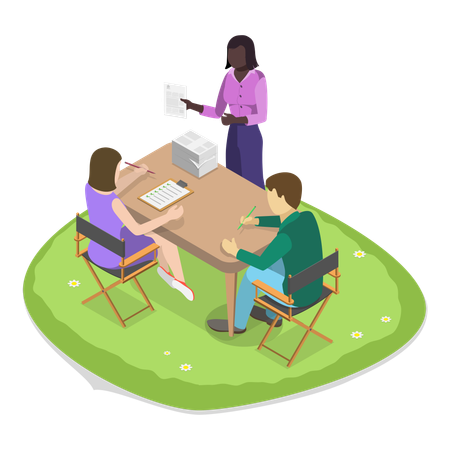 Une femme et un homme dressent une liste de projets pour la communauté locale  Illustration