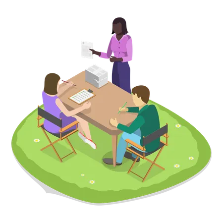 Une femme et un homme dressent une liste de projets pour la communauté locale  Illustration