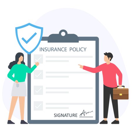 Femme et homme montrant Secure Insurance  Illustration