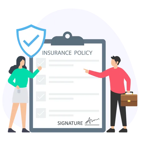 Femme et homme montrant Secure Insurance  Illustration