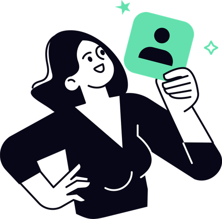 Femme examinant un profil d'emploi  Illustration