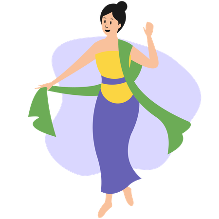 Femme faisant une danse traditionnelle  Illustration