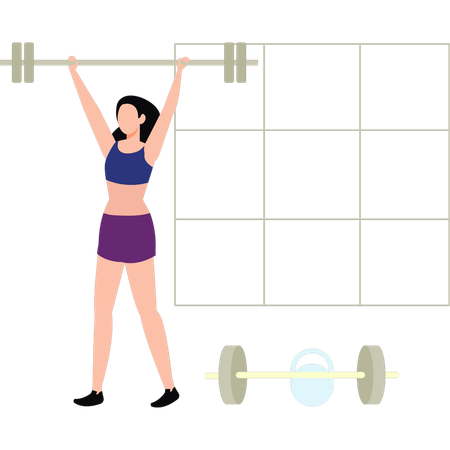 Femme exerçant dans une salle de sport  Illustration