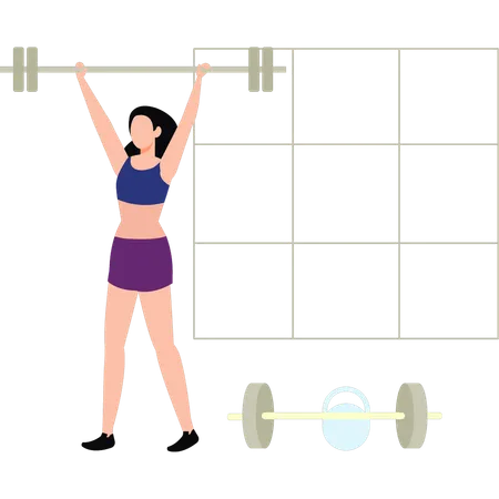 Femme exerçant dans une salle de sport  Illustration