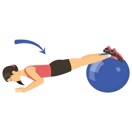 Femme exerçant sur un ballon de gym  Illustration