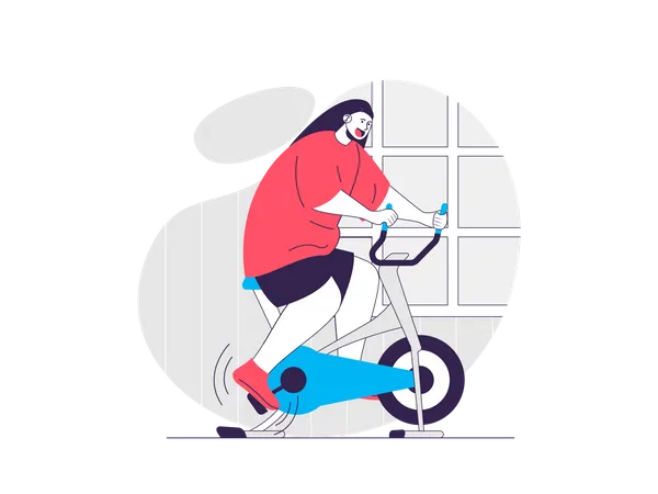 Femme exerçant sur un cycle de gym  Illustration