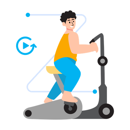 Femme exerçant sur un cycle de gym  Illustration