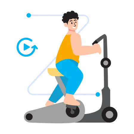 Femme exerçant sur un cycle de gym  Illustration