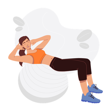 Exercice pour femme sur ballon de gymnastique  Illustration