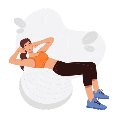 Exercice pour femme sur ballon de gymnastique  Illustration