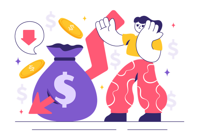 Une femme confrontée à une crise financière  Illustration