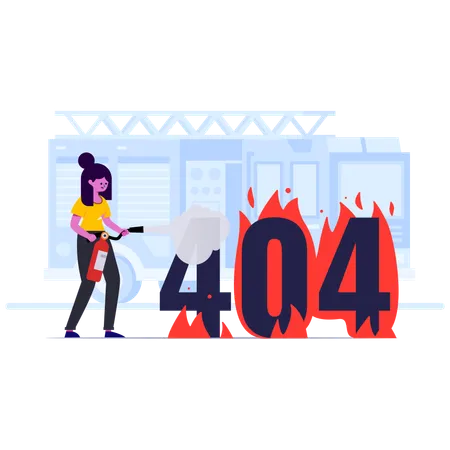 Femme confrontée à l’erreur 404  Illustration