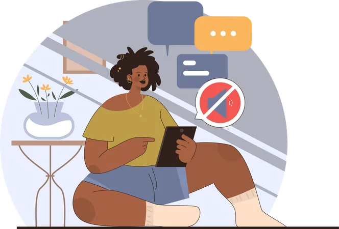 Une femme n’a pas de connexion Internet  Illustration