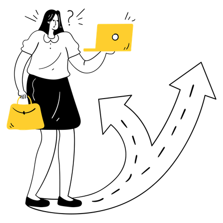 Une femme confrontée à des défis de carrière  Illustration