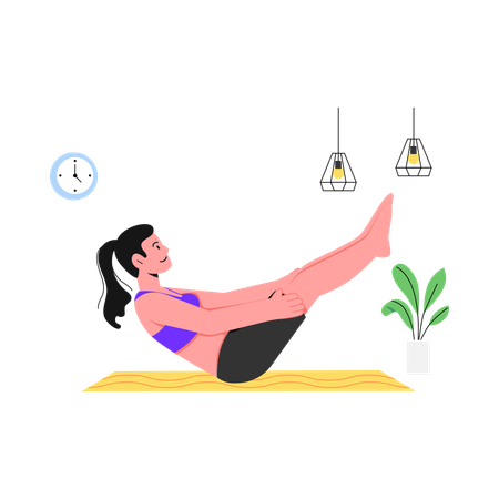 Femme faisant du yoga en bateau  Illustration