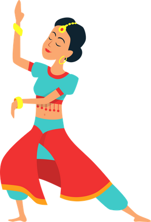 Femme faisant danse indienne  Illustration