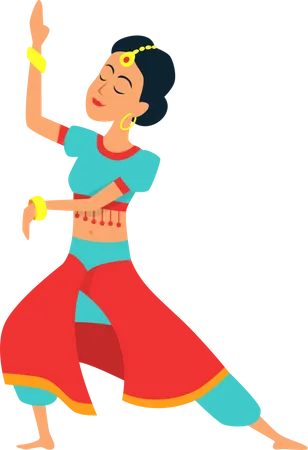 Femme faisant danse indienne  Illustration