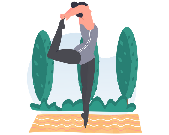 Femme faisant une pose de yoga danse  Illustration