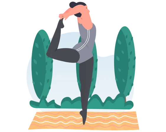 Femme faisant une pose de yoga danse  Illustration