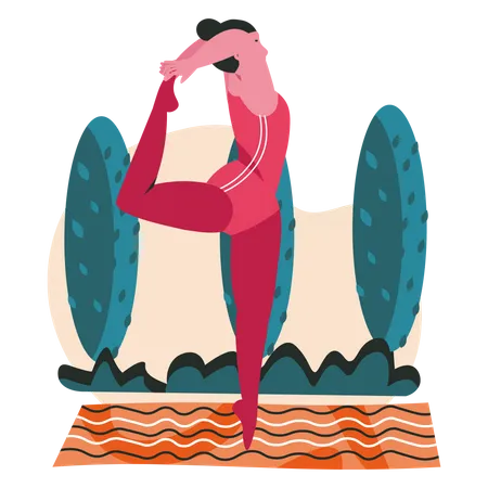 Femme faisant une pose de yoga danse  Illustration