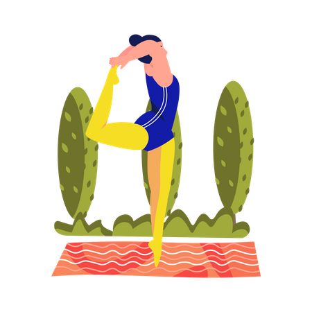 Femme faisant une pose de yoga danse  Illustration