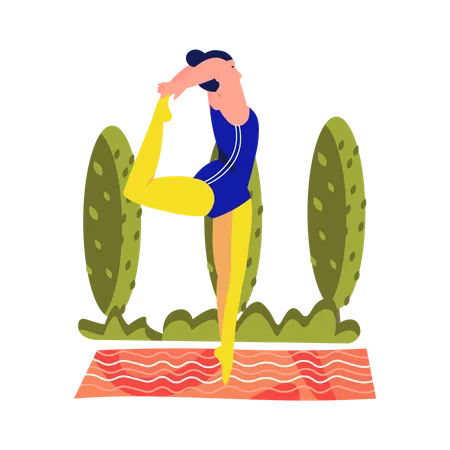 Femme faisant une pose de yoga danse  Illustration