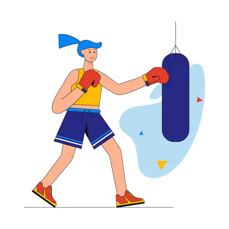 Femme faisant de la boxe  Illustration