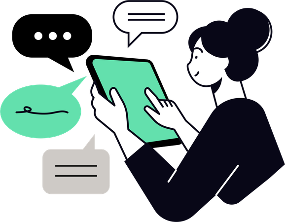 Femme faisant une communication en ligne  Illustration