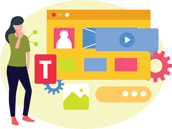 Femme faisant la gestion de contenu  Illustration