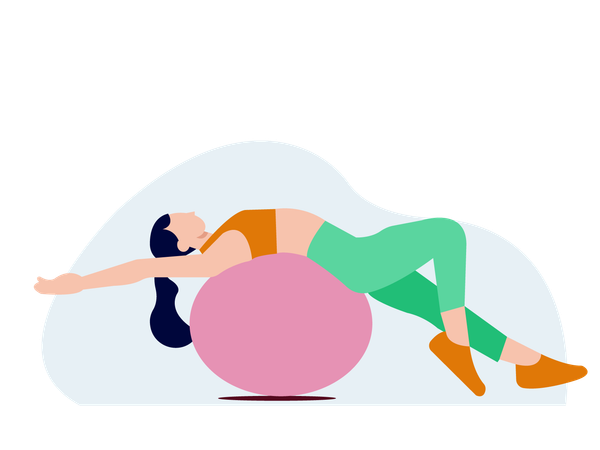 Femme faisant de la gym avec un ballon  Illustration