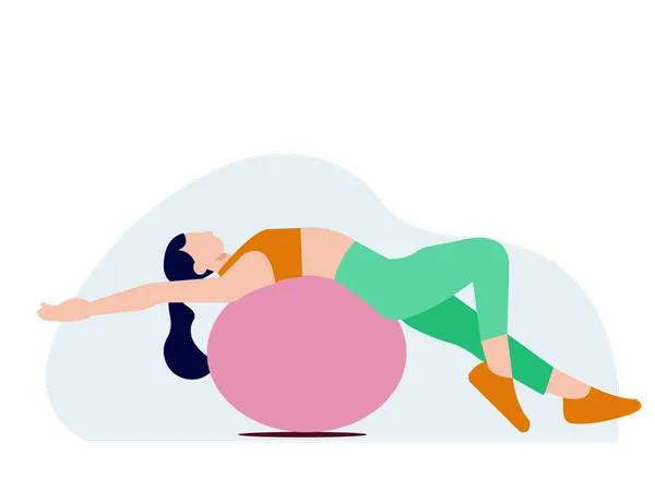 Femme faisant de la gym avec un ballon  Illustration