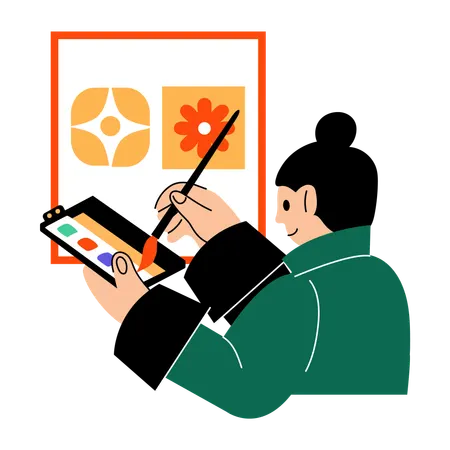 Femme faisant de la peinture  Illustration