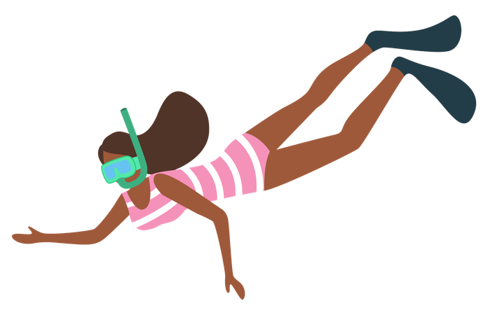 Femme faisant de la plongée en apnée  Illustration