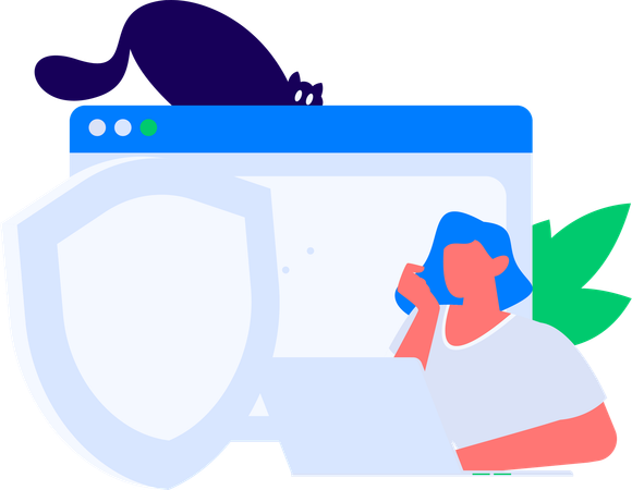 Femme travaillant dans la sécurité informatique  Illustration