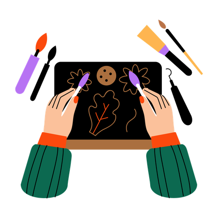 Femme faisant de l'art en argile  Illustration