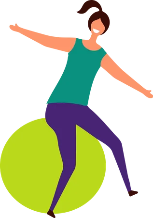 Femme faisant de l'exercice avec un ballon  Illustration