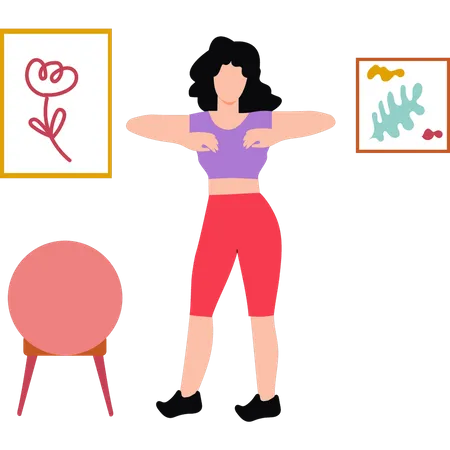 Femme faisant de l'exercice avec ses mains  Illustration