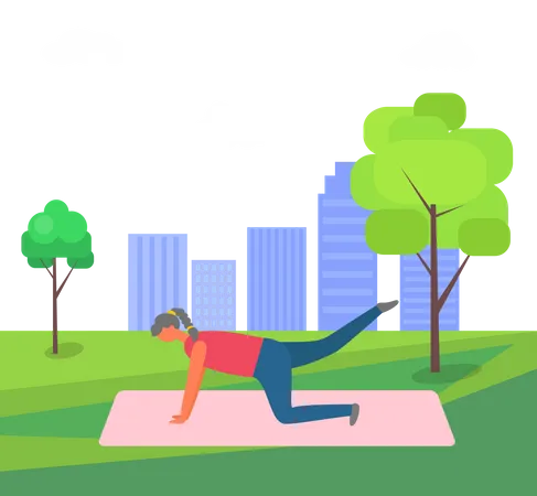 Femme faisant de l'exercice dans le parc  Illustration