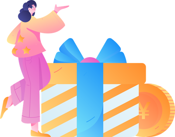 Femme faisant des achats de cadeaux  Illustration